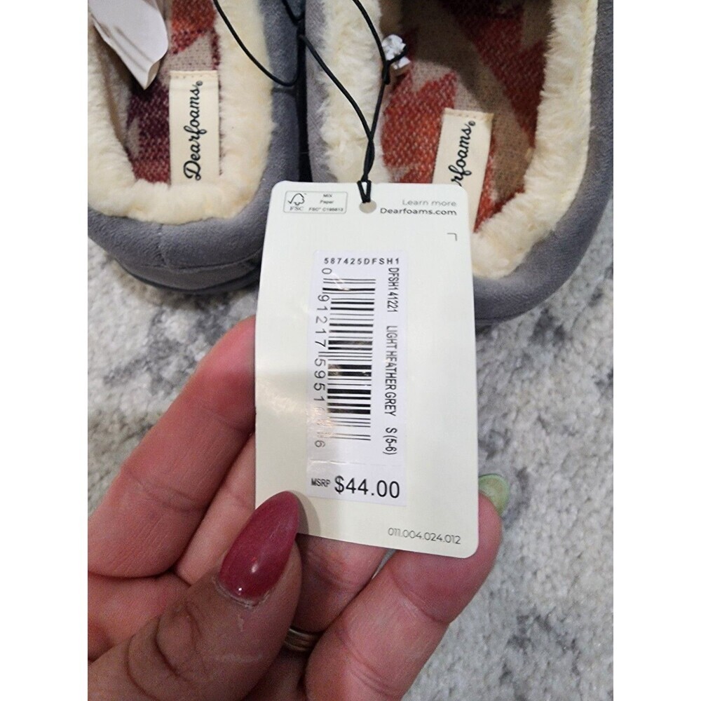 Women’s Dearfoams Indoor Outdoor Memory Foam Clog Slippers Small 5/6 GREY NEW - Picture 5 of 8